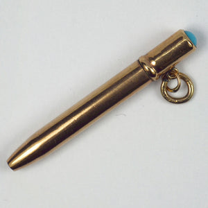 Propelling Pencil 9K Rose Gold Turquoise Charm Pendant