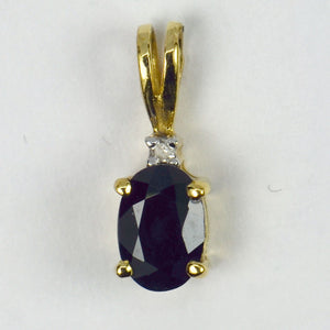 Sapphire Diamond 18K Yellow White Gold Charm Pendant