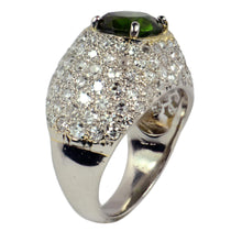 Load image into Gallery viewer, Art Deco Peridot Diamond Bombe Dome Platinum Gold Ring
