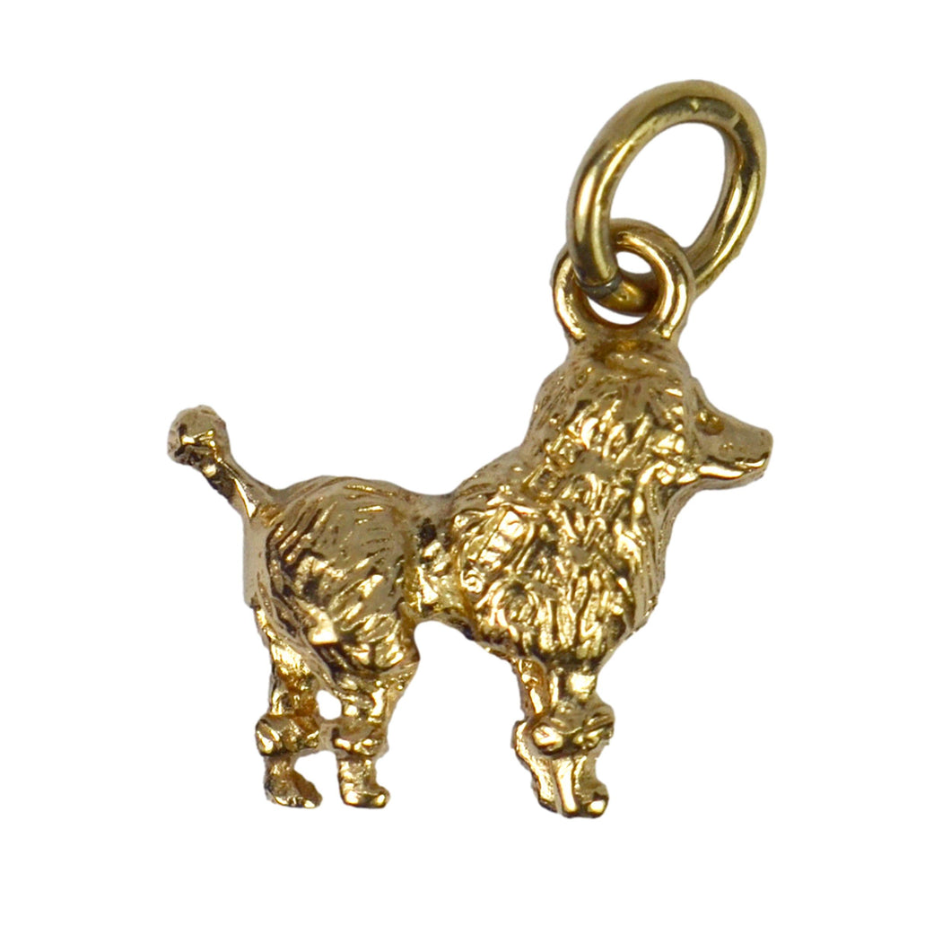 9K Yellow Gold Poodle Dog Charm Pendant