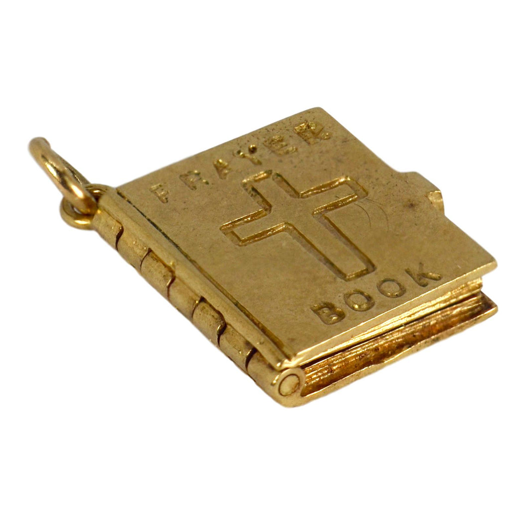 9K Yellow Gold Lord’s Prayer Book Bible Charm Pendant