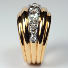 Load image into Gallery viewer, French 1940s Diamond Gold Platinum Ridged Dome Ring
