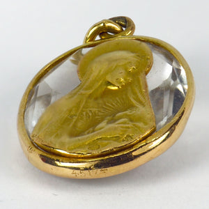 French Madonna and Child 18K Yellow Gold Rock Crystal Charm Pendant