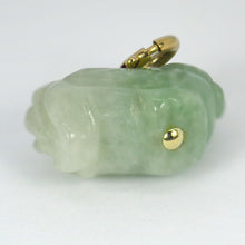 Load image into Gallery viewer, Carved Green Jade Rooster 9K Yellow Gold Charm Pendant
