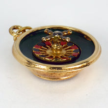 Load image into Gallery viewer, 9K Yellow Gold Enamel Roulette Wheel Gambling Charm Pendant
