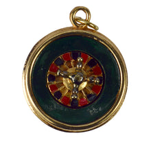 Load image into Gallery viewer, 9K Yellow Gold Enamel Roulette Wheel Gambling Charm Pendant
