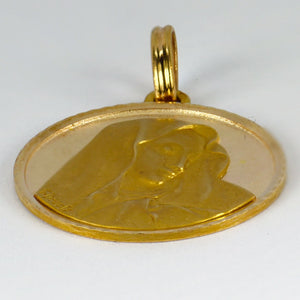 French Dropsy Virgin Mary 18K Yellow Gold Medal Pendant