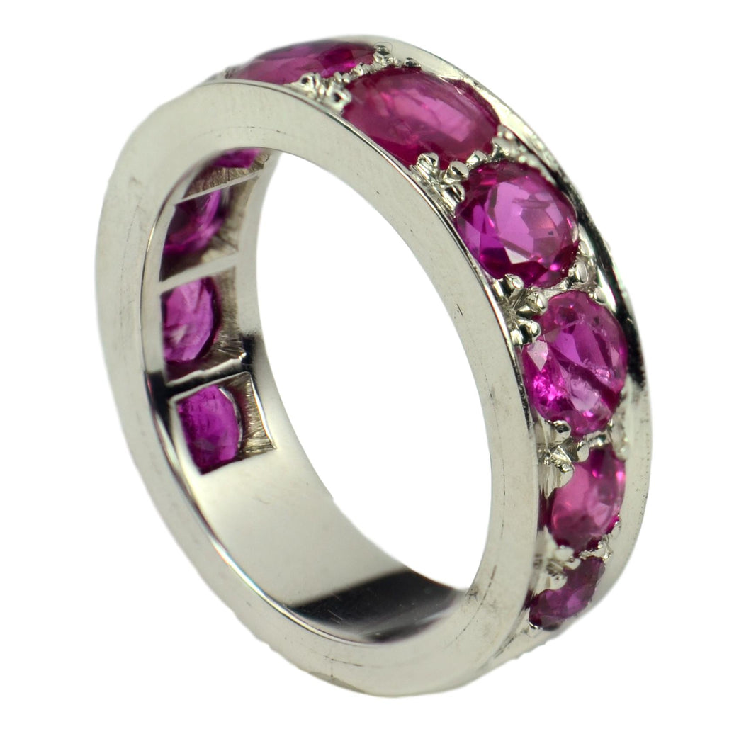 Natural Ruby 18K White Gold Eternity Band Ring