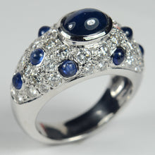 Load image into Gallery viewer, French Sapphire Diamond Bombe Gold Ring, circa 1950
