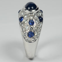 Load image into Gallery viewer, French Sapphire Diamond Bombe Gold Ring, circa 1950
