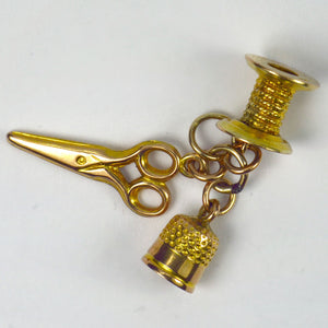 Sewing Kit 9K Yellow Gold Charm Pendant