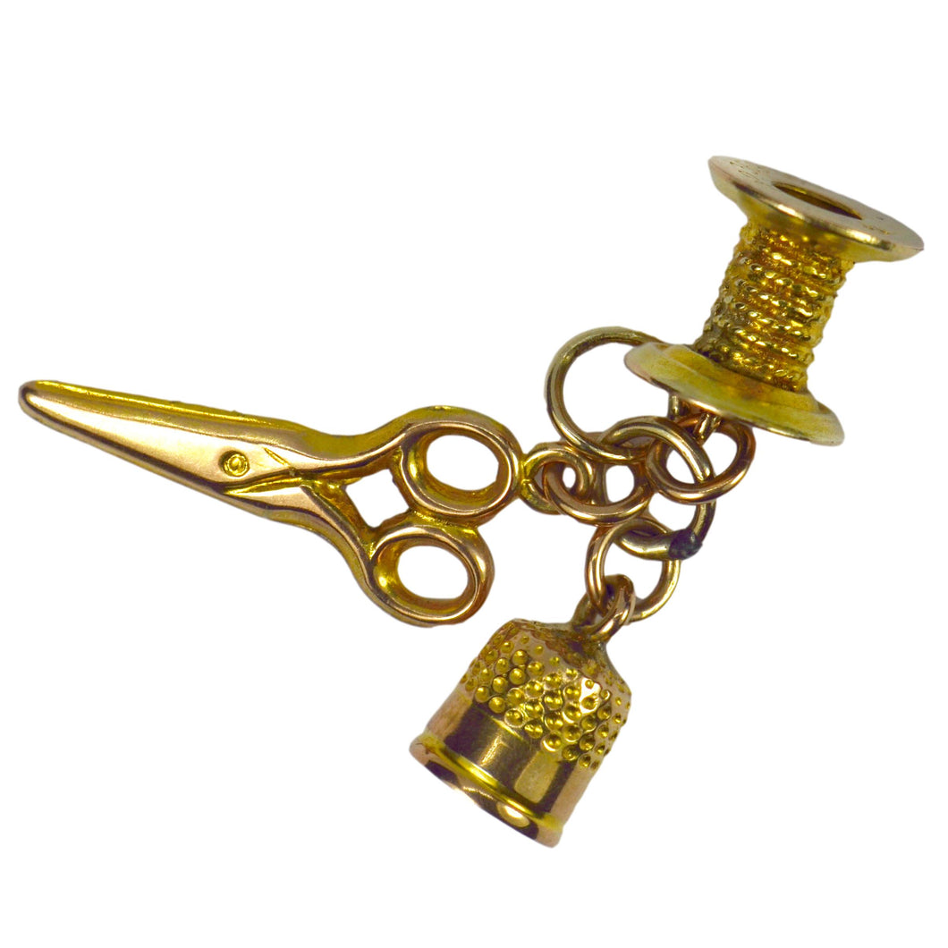 Sewing Kit 9K Yellow Gold Charm Pendant