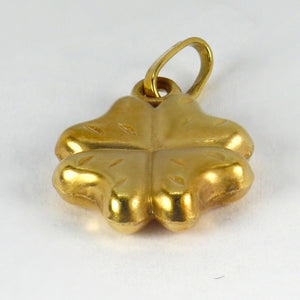 Puffy Shamrock 18K Yellow Gold Charm Pendant