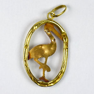 French 18K Yellow Rose Gold Stork Charm Pendant