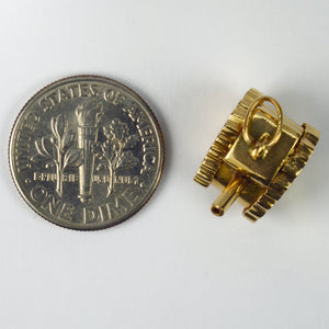 18K Yellow Gold Military Tank Charm Pendant