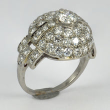 Load image into Gallery viewer, French Art Deco White Diamond Platinum Target Dome Ring
