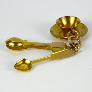 Teacup Saucer Set 9K Yellow Gold Charm Pendant
