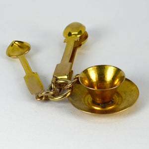 Teacup Saucer Set 9K Yellow Gold Charm Pendant