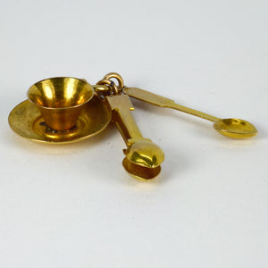 Teacup Saucer Set 9K Yellow Gold Charm Pendant