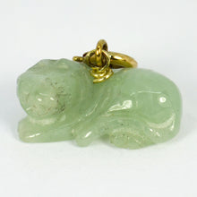 Load image into Gallery viewer, Carved Green Jade Tiger 9K Yellow Gold Charm Pendant
