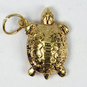 14K Yellow Gold Tortoise Turtle Charm Pendant
