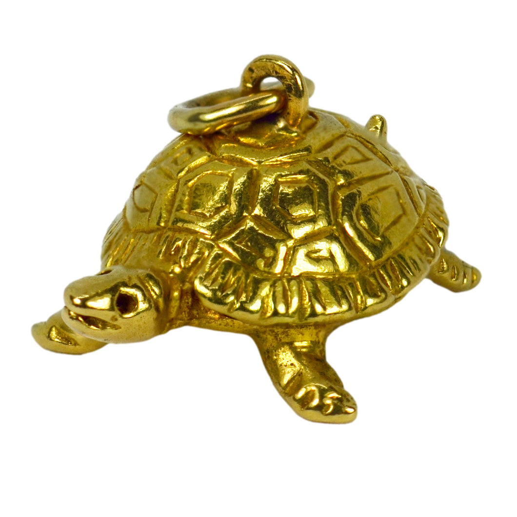 18 Karat Yellow Gold Tortoise Turtle Charm Pendant