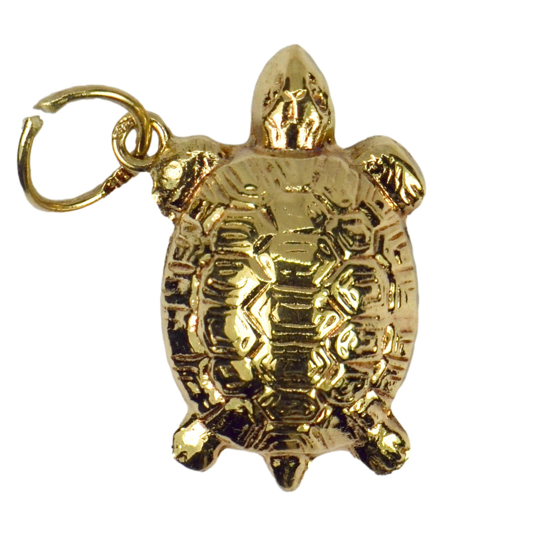 14K Yellow Gold Tortoise Turtle Charm Pendant