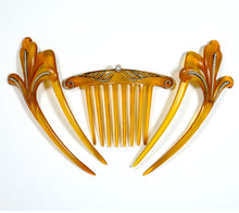 Load image into Gallery viewer, Pair of Antique Tortoiseshell Pearl hair combs
