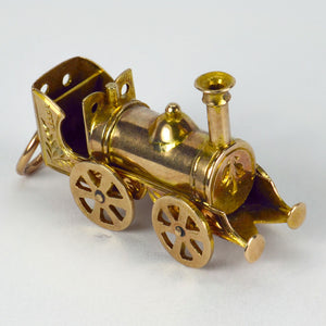 Steam Train Engine 9K Yellow Gold Charm Pendant