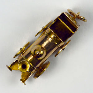 Steam Train Engine 9K Yellow Gold Charm Pendant