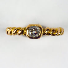 Load image into Gallery viewer, 18K Yellow Gold White Diamond Twisted Solitaire Pinky Ring
