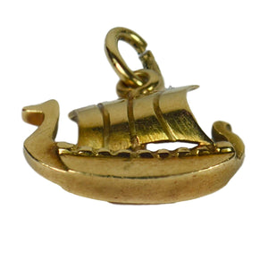 Danish Electroplated Gold Viking Ship Charm Pendant