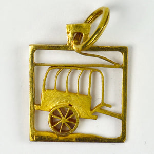 Wagon 18K Yellow Gold Square Charm Pendant