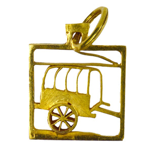 Wagon 18K Yellow Gold Square Charm Pendant