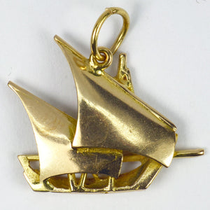 14K Yellow Gold Yacht Charm Pendant